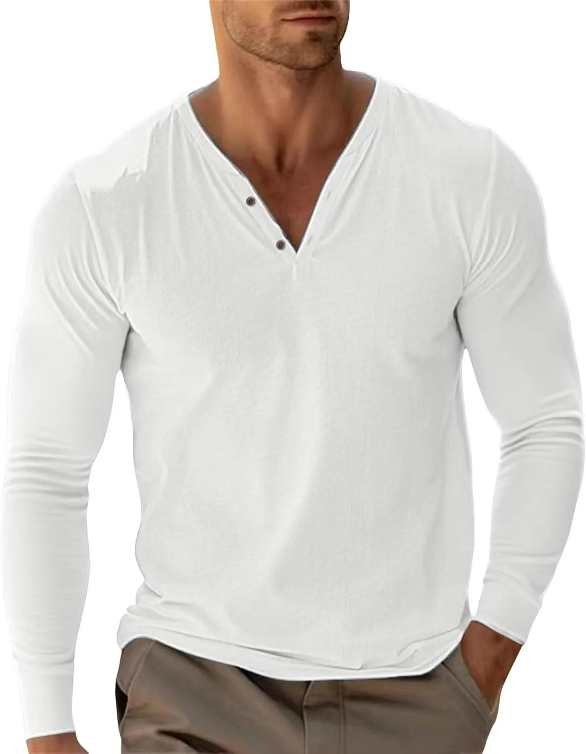 

Мужская футболка Henley Slim Fit с длинным рукавом CRNTCEM