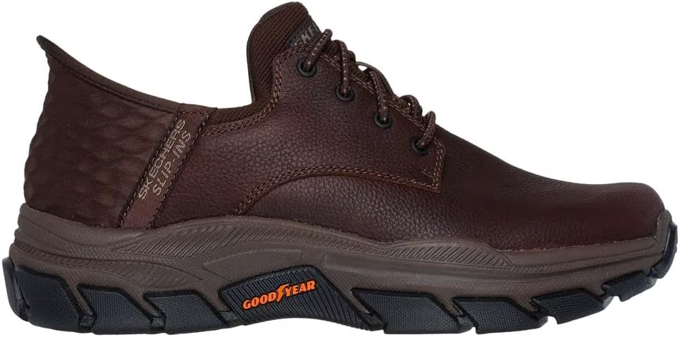 Мужские слипоны Skechers USA Respected - Garrett из кожи с круглым носком и шнуровкой на резинке Skechers USA Men's, красный/коричневый — фото 2