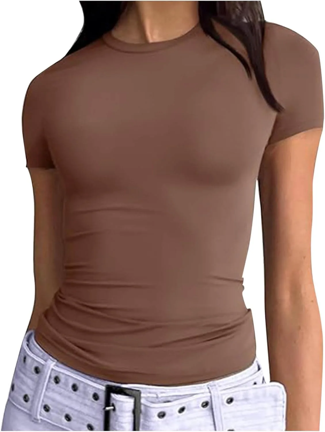 

Женская футболка Basic, летняя, с коротким рукавом и Slim Fit