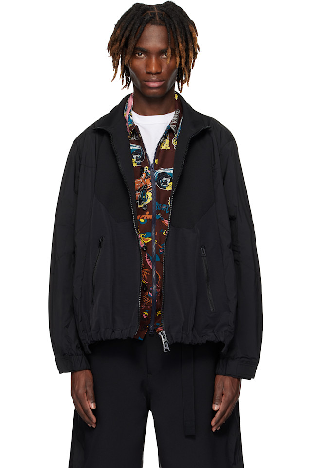 

Жакет из матлассе с твиловой смесовой ткани Sacai, черный