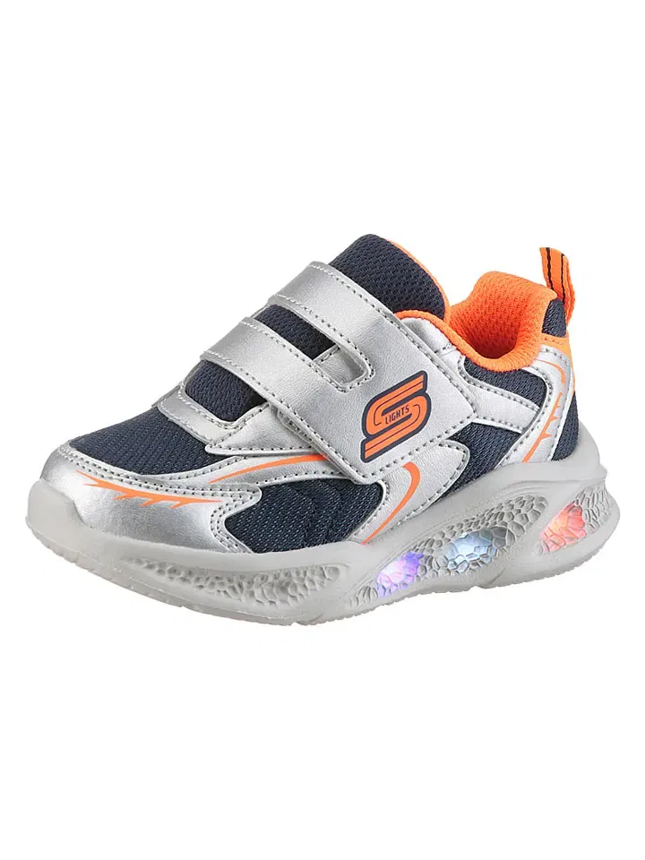 Сникерсы низкие с металлическими элементами Skechers серебристые — фото 2