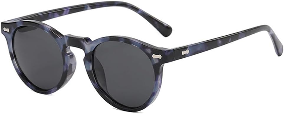 

Ретро круглые солнцезащитные очки для женщин, модные, с заклепками, защита от УФ-излучения UV400, для мужчин, панк, темно-зеленые солнцезащитные очки TKKTLLT, Blue Leopard Grey