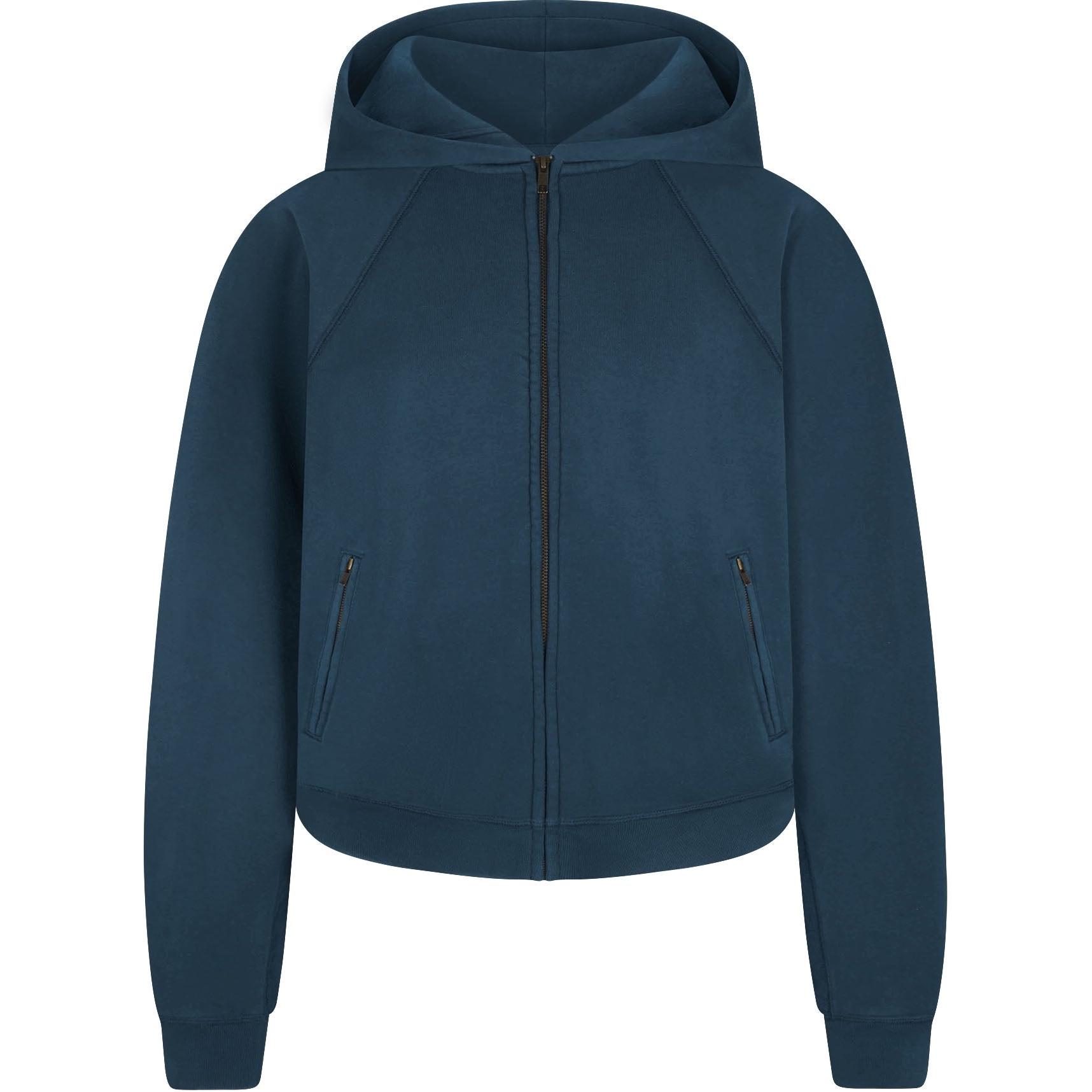 

Skims SS25 French Terry расслабленный zip-up худи толстовка Women's INDIGO/Indigo