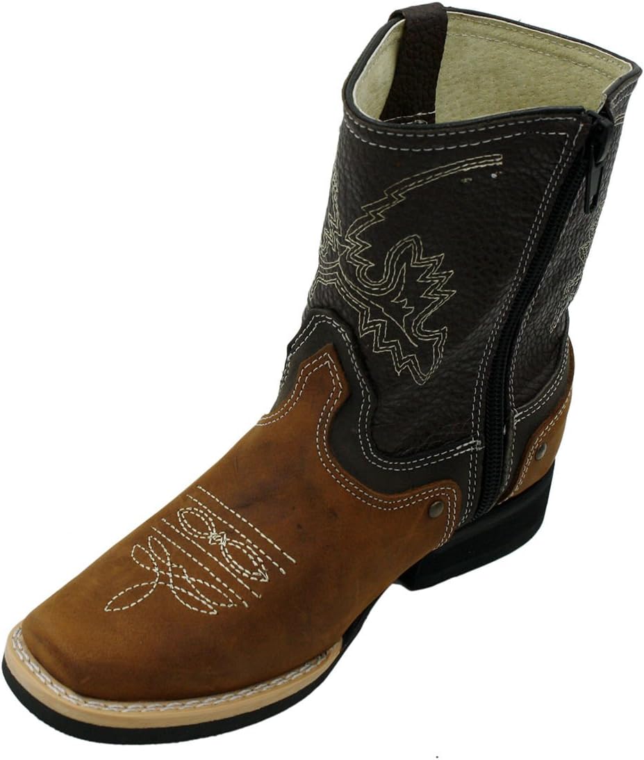 

Детские сапоги в стиле Дикого Запада из натуральной кожи с боковой молнией Dona Michi, Tan