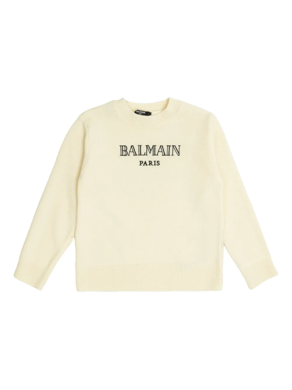 

Свитер с круглым вырезом и вышитым логотипом Balmain Kids, нейтральный