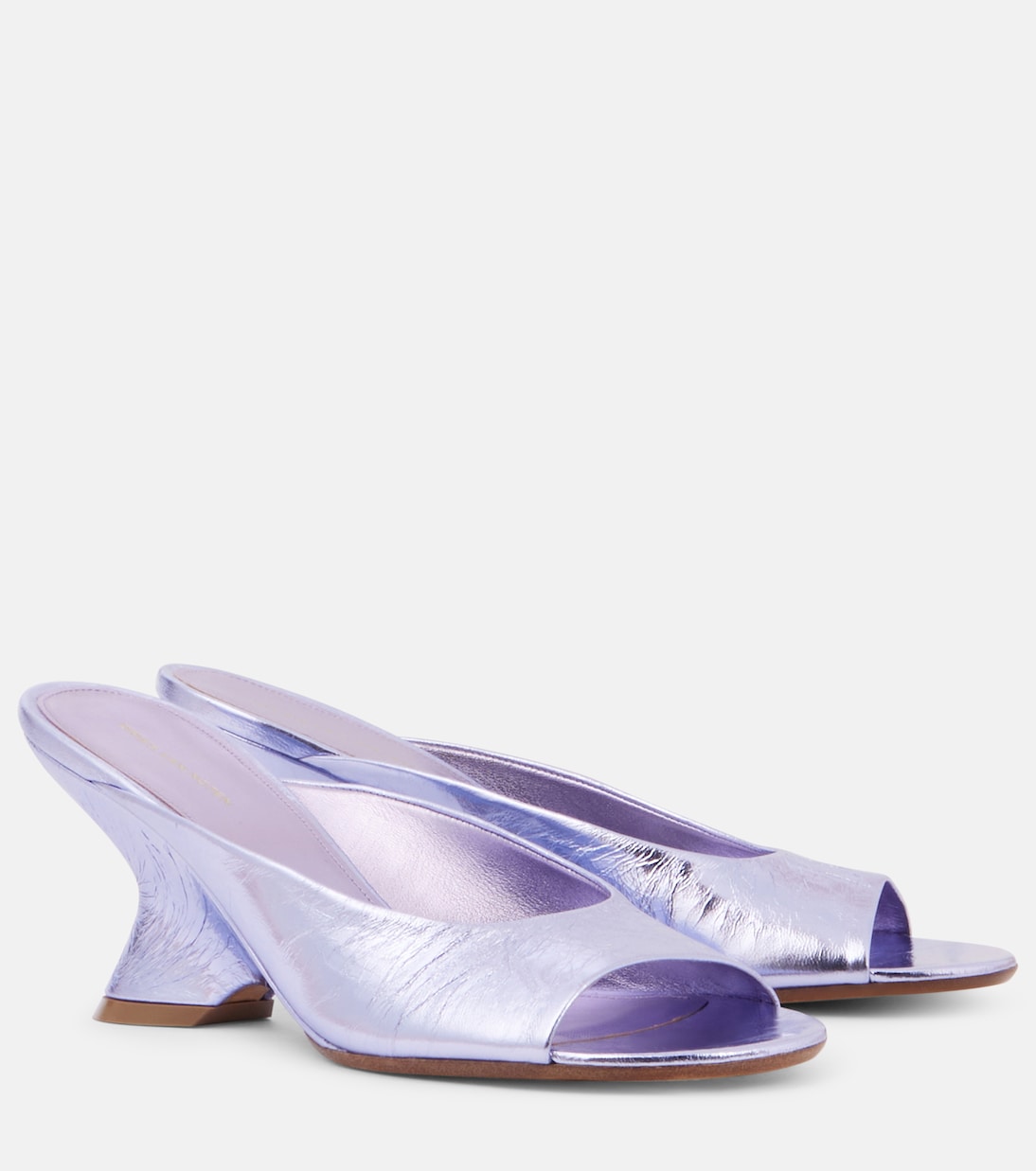 Мюли из металлизированной кожи на танкетке Dries Van Noten, Lilac