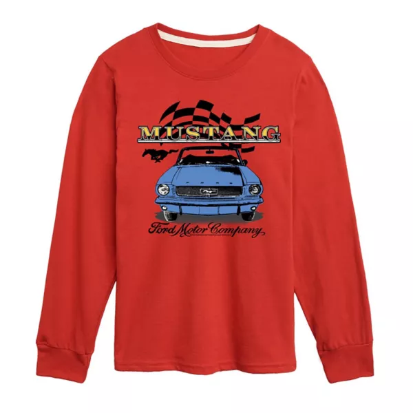 

Мальчики 8-20 футболка с длинным рукавом и принтом Ford Vintage Mustang Convertible Licensed Character, красный
