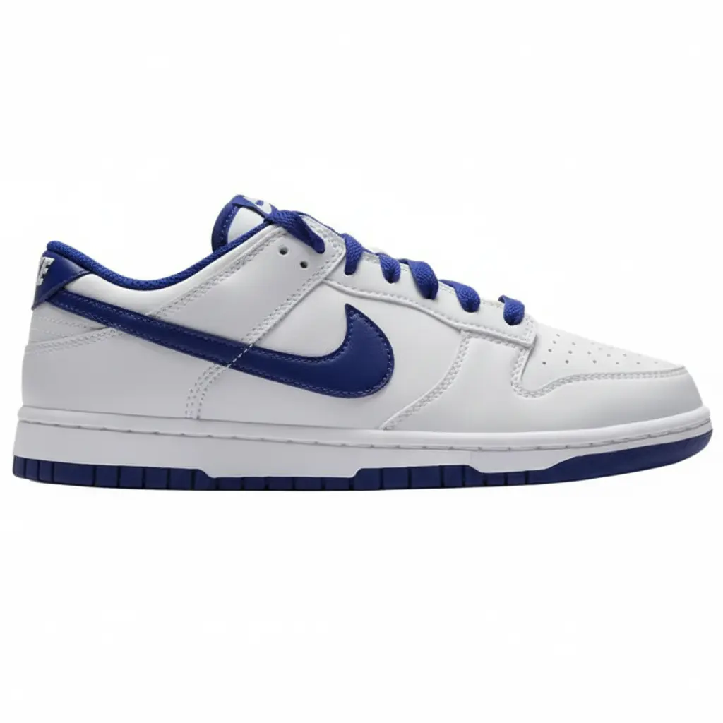 Nike Мужские низкие скейтбордные кроссовки Dunk, износостойкие, легкие и дышащие, белый с синим — фото 3