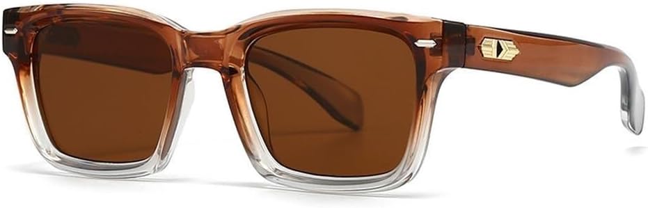 

Женские солнцезащитные очки квадратной формы с градиентным переходом цвета UV400, в стиле ретро с заклепками, мужские солнцезащитные очки цвета шампанского LXLHWN, Brown Tea