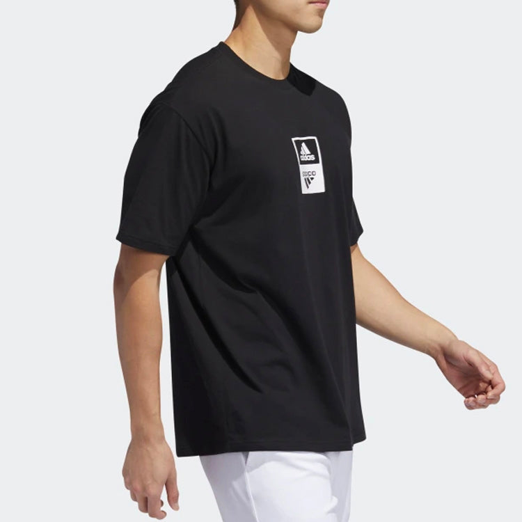 Футболка adidas Logo Printing Round Neck Short Sleeve Black, черный — фото 4