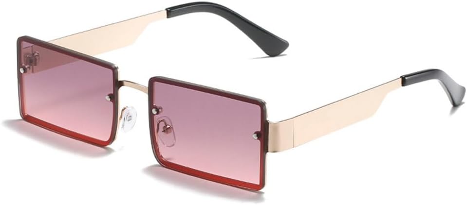 

Модные прямоугольные солнцезащитные очки без оправы для женщин и мужчин, градиентные солнцезащитные очки, классические женские очки с защитой от УФ-излучения UV400 MTZJH, Golden Gray Pink