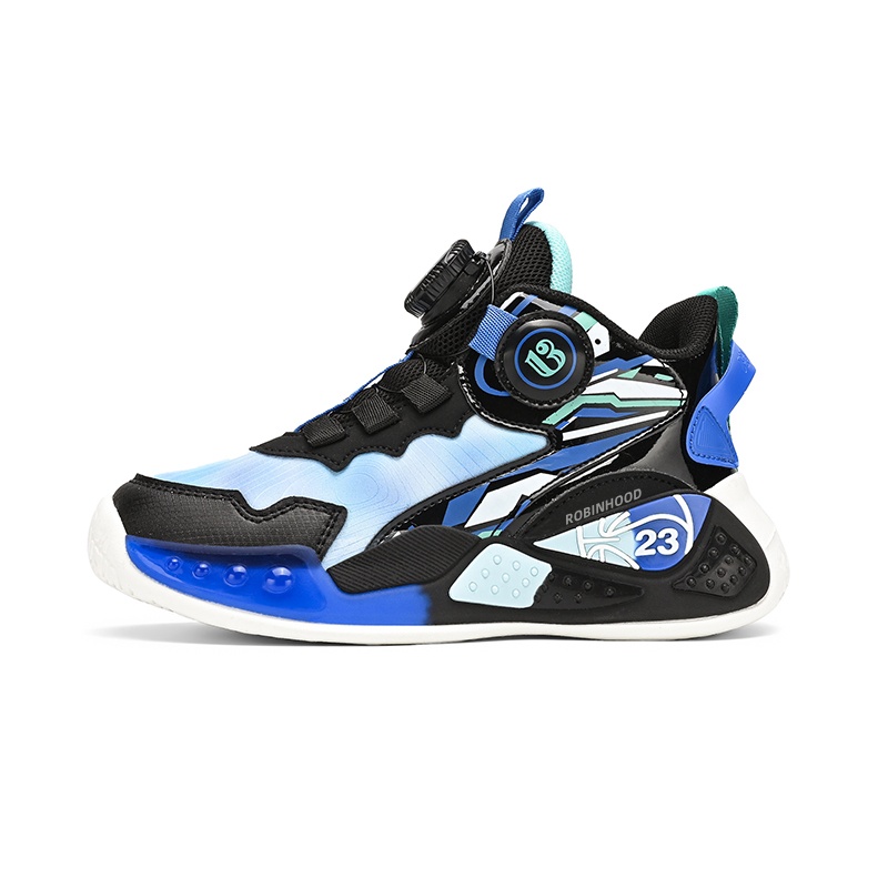 

Детские баскетбольные кроссовки с противоскользящим, износостойким и бесшумным амортизирующим эффектом Robinhood, черный синий