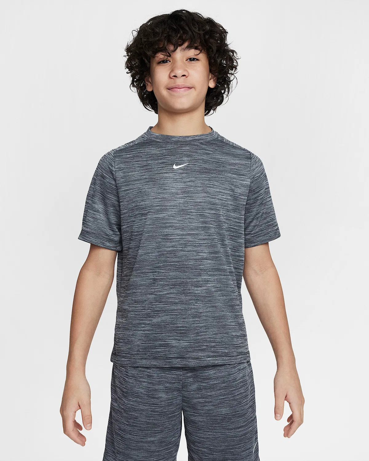 Большие детские Dri-FIT короткий рукав топ Nike Multi, Black/Light Smoke Grey/White