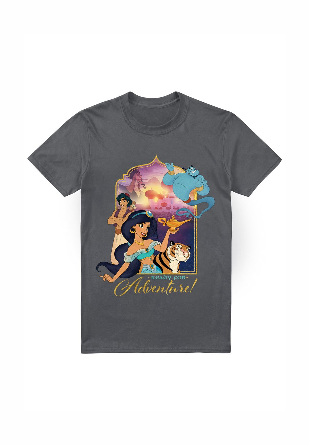 

Футболка с принтом ALADDIN JASMINE ABU RAJAH GENIE ARE READY FOR ADVENTURE Disney, антрацит