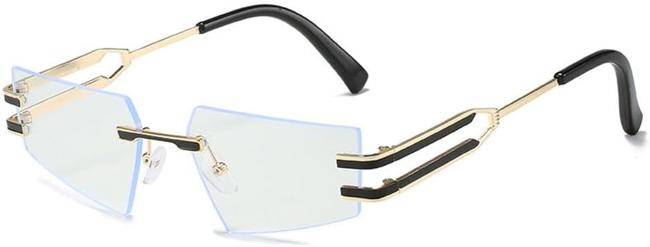 

Ретро-солнцезащитные очки без оправы для женщин и мужчин в стиле панк с металлическим покрытием, женские очки без оправы с защитой от УФ-излучения UV400, модные очки TKKTLLT, C6gold-clear