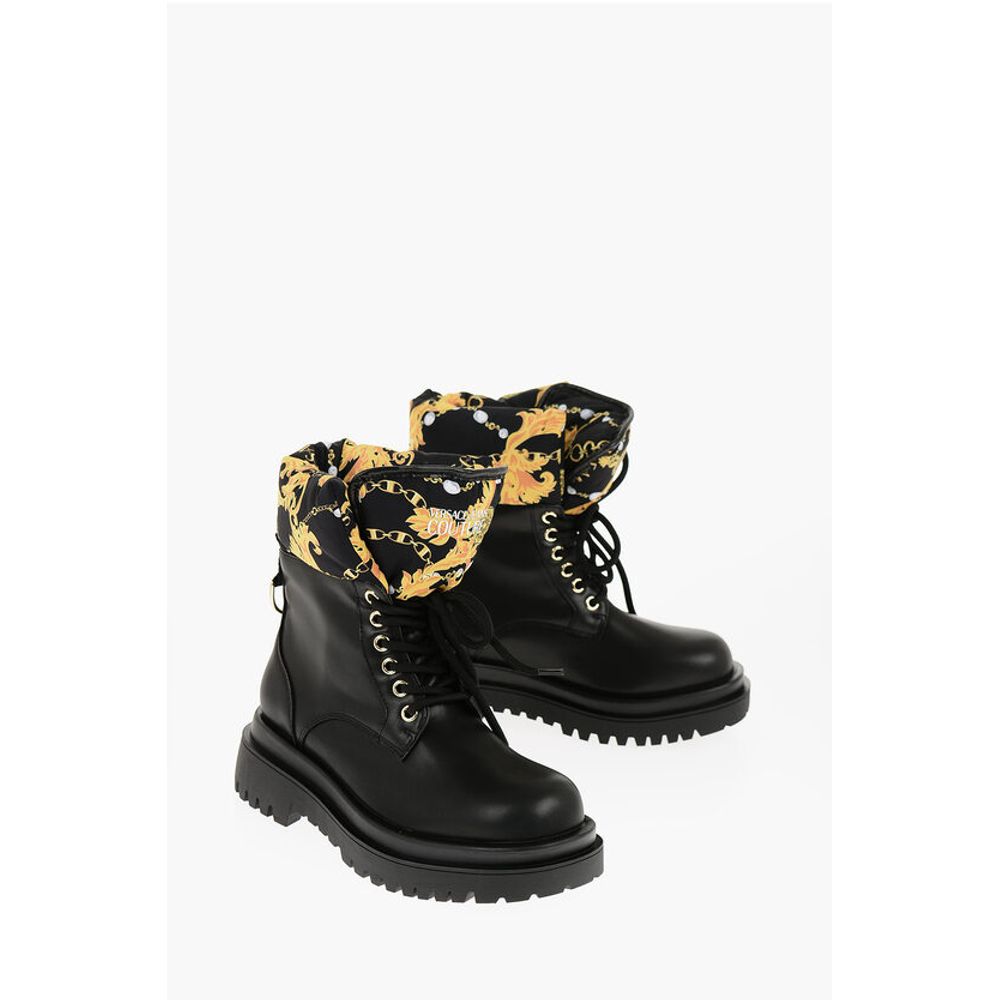 Армейские ботинки JEANS COUTURE из искусственной кожи DREW с отделкой в стиле барокко Versace, Black