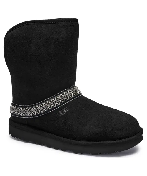 Кожаные зимние ботинки классические короткие полумесяц Ugg, черный