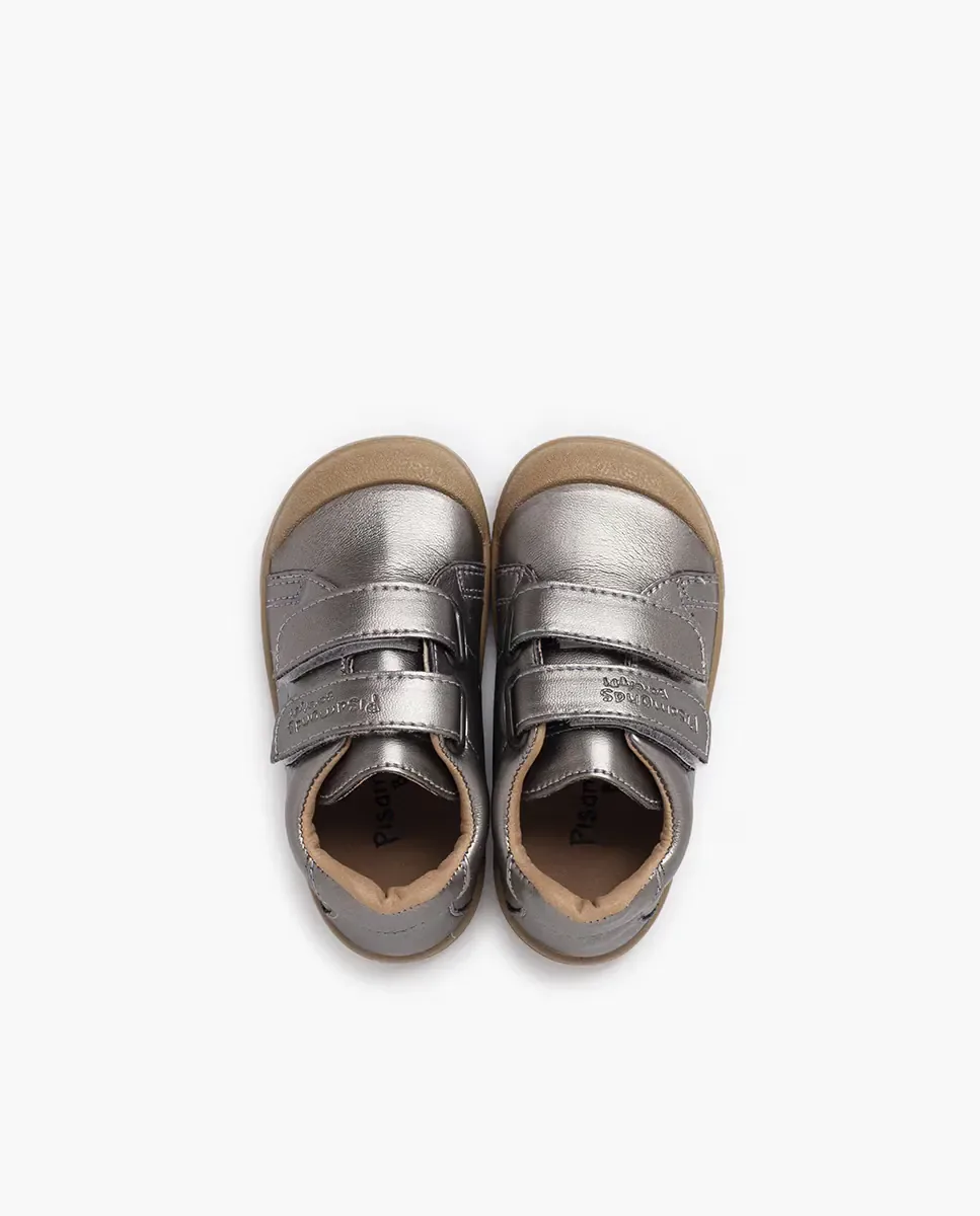 Мягкие детские кеды из канвы barefoot из веганской кожи Pisamonas, Plata Metalizada — фото 4