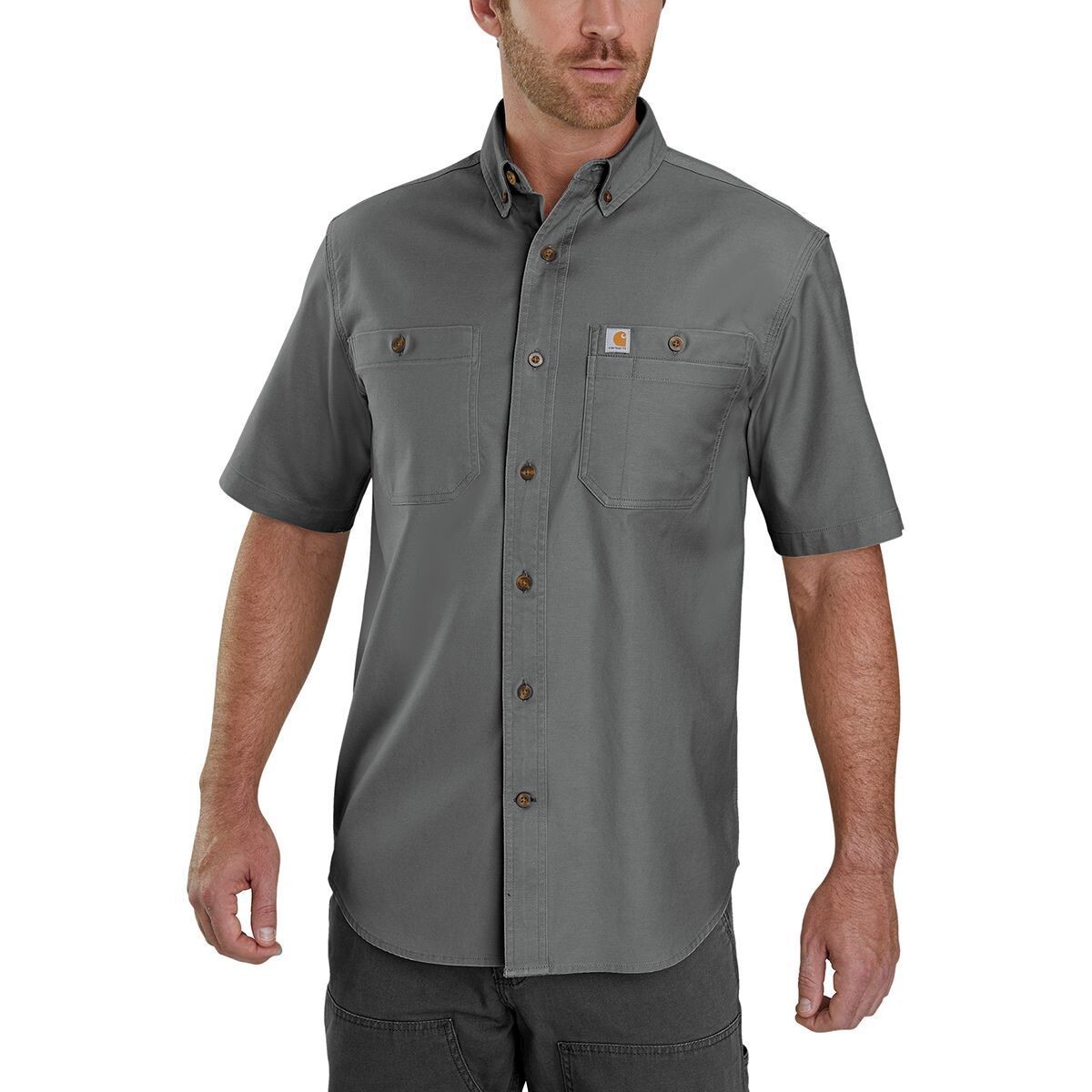 

Рабочая рубашка rugged flex rigby с короткими рукавами Carhartt, цвет gravel