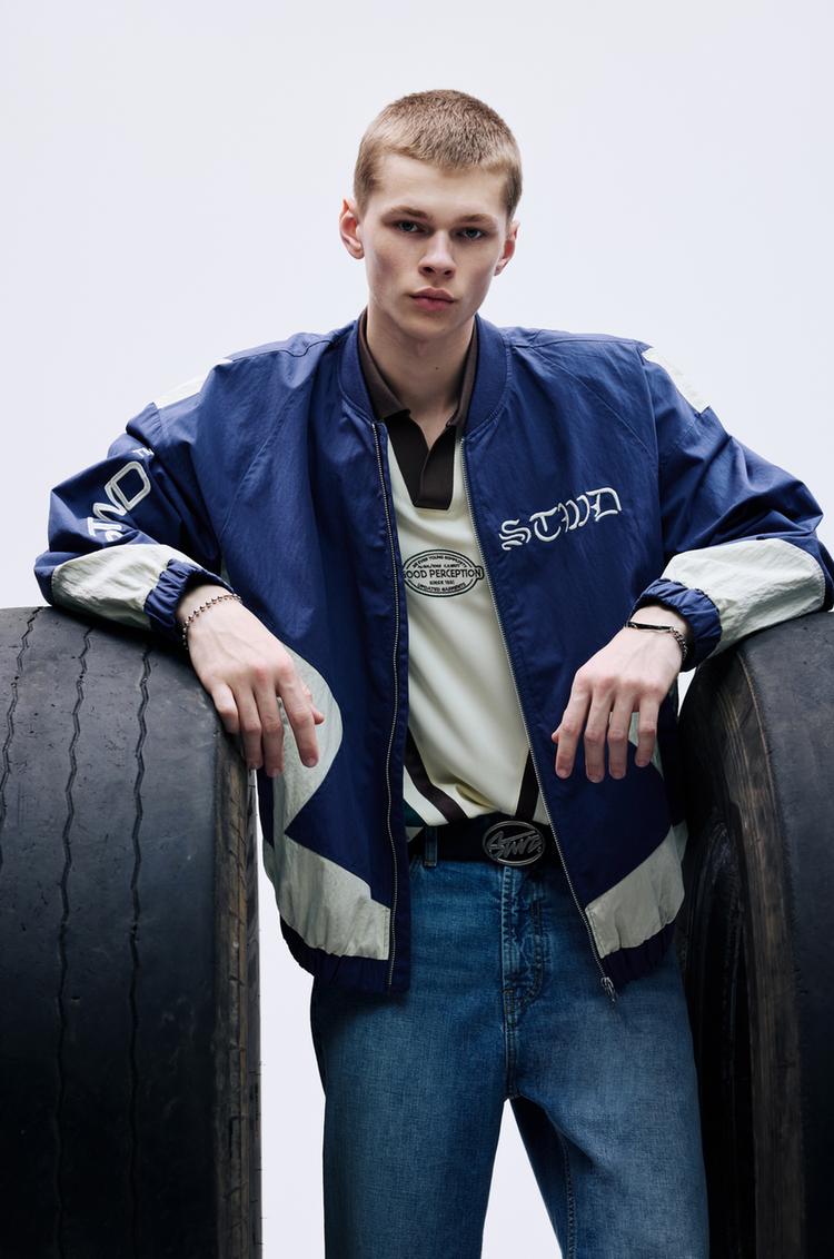 

Куртка со вставками Stwd club Pull And Bear, синий