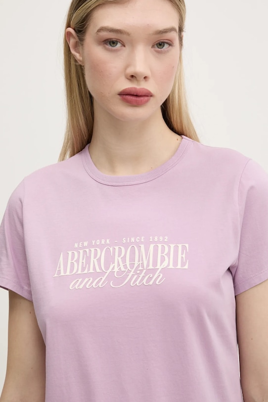 

Хлопковая футболка Abercrombie & Fitch, фиолетовый