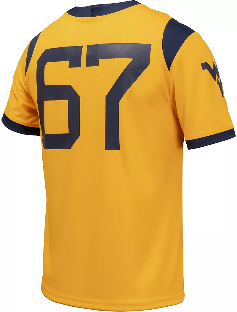 Золотая альтернативная футбольная майка Nike Youth West Virginia Mountaineers # 67 — фото 3