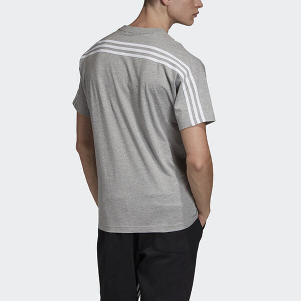 Футболка logo printing stripe causual ventilate male grey Adidas, серый — фото 4