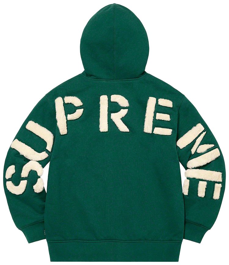 Толстовка Supreme Faux Fur Lined Zip Up Hooded Sweatshirt 'Dark Green', зеленый — фото 2