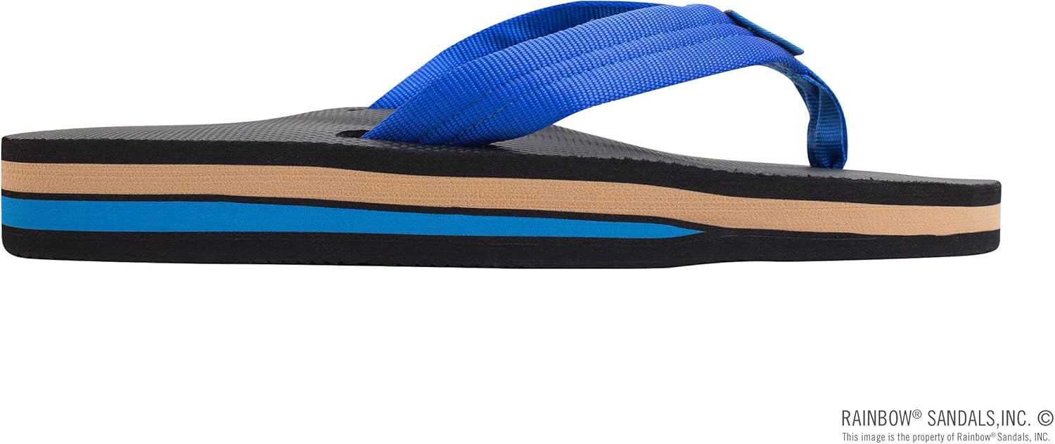 Мужские сандалии Rainbow Double Layer Soft Top 1" с нейлоновым ремешком и наполнителем из EVA-резины Rainbow Sandals, синий/черный — фото 4