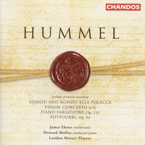 

CD диск Hummel / Ehnes / Shelley / London Mozart Players: Hummel, J.N. : VN Con in E & G