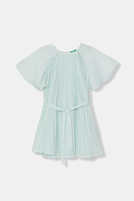 Платье плиссированное мини United Colors of Benetton, зеленый