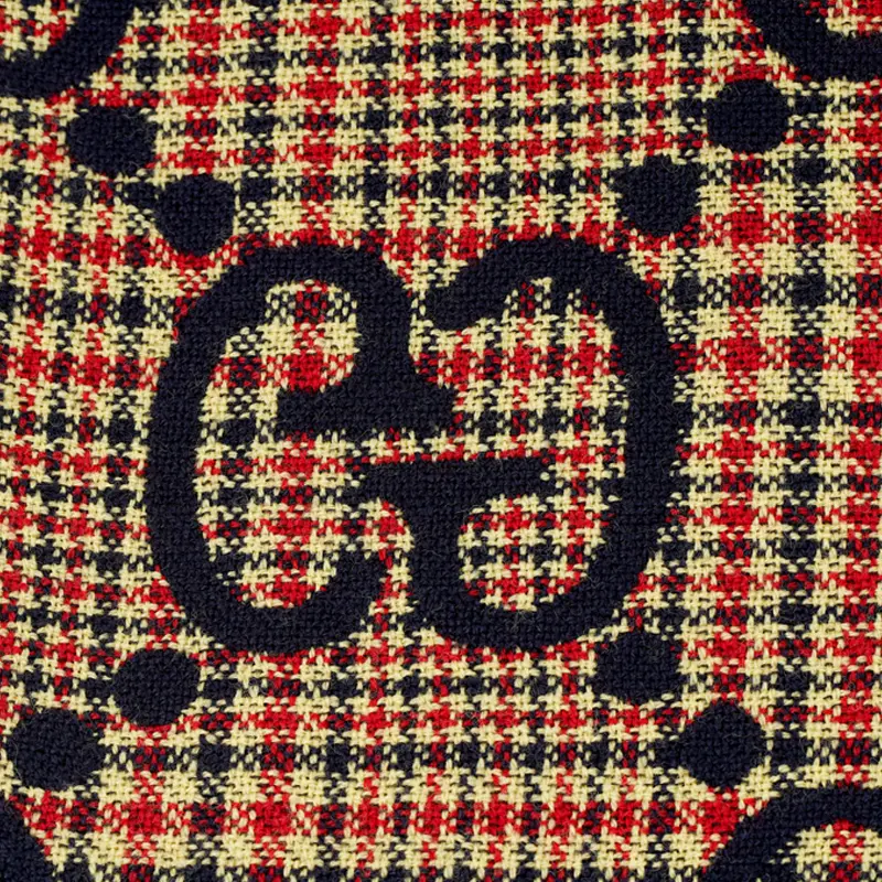 Шерстяной шарф унисекс синий/красный GUCCI — фото 3