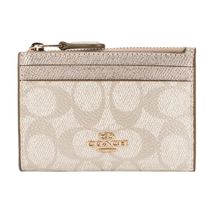 

COACH Миниатюрный женский кошелек для карт из искусственной кожи шампань, Champagne
