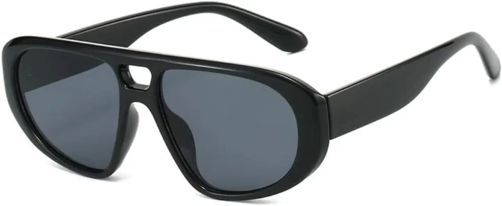 

Ретро солнцезащитные очки с двойной перемычкой для женщин, защита от УФ-излучения UV400, модные, красные и синие, для мужчин, в стиле панк VVTWSSW, Black Grey