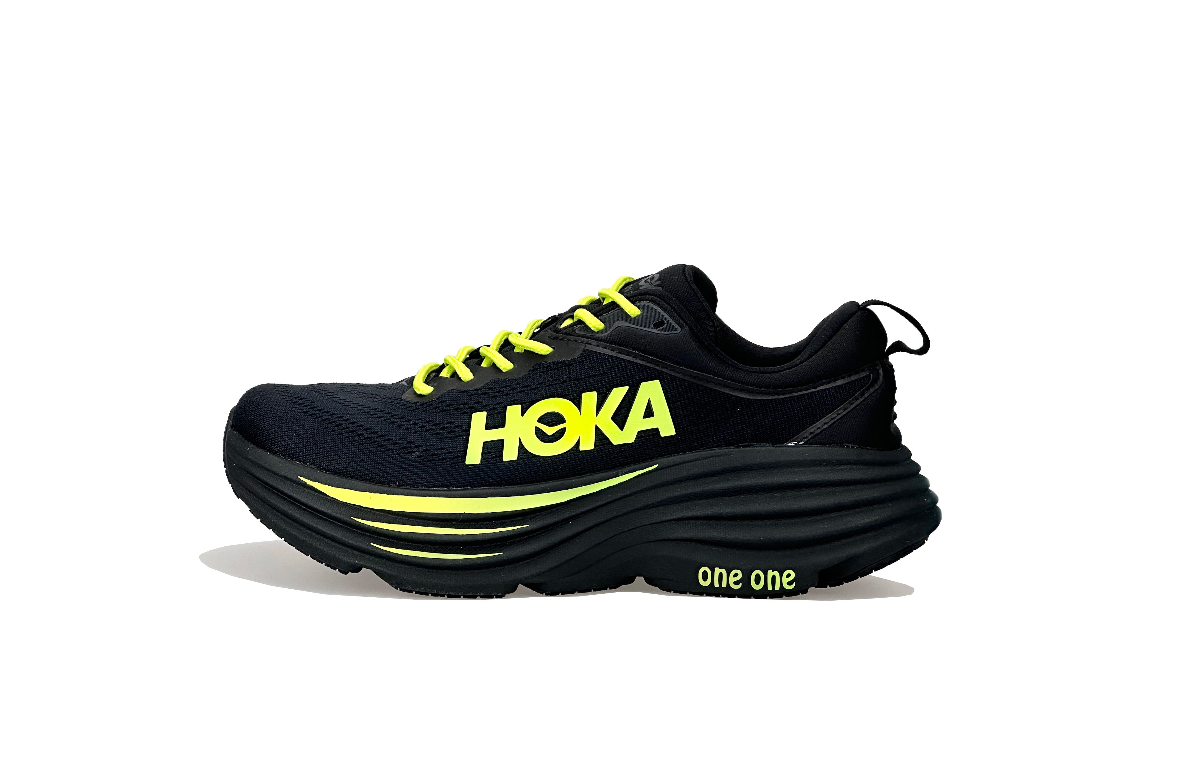 

HOKA ONE ONE Кроссовки Bondi 8 с низким верхом, противоскользящие, износостойкие, для бега на длинные дистанции, мужские, черно-зеленые