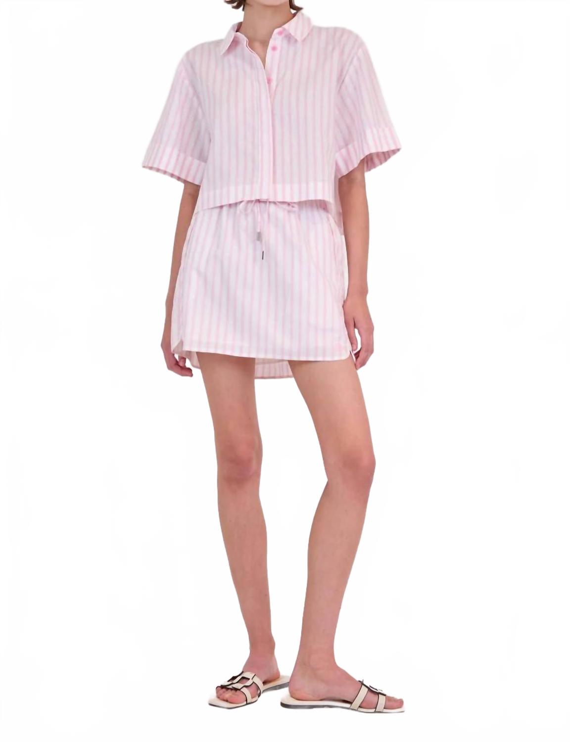 

Ryett Cropped Shirt In Sorbet Stripe JONATHAN SIMKHAI, Sorbet Stripe