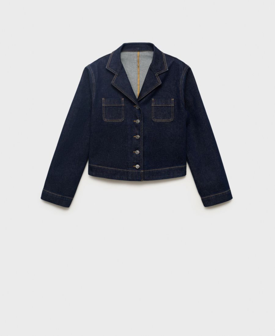 

Женская джинсовая куртка приталенного кроя с карманами MANGO, Open Blue