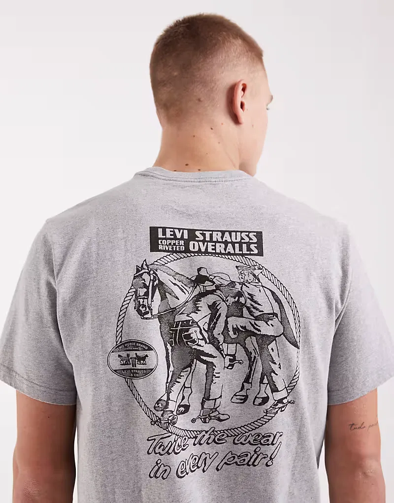 Футболка Levis в стиле вестерн с графическим принтом на спине свободного кроя Levi's, серый