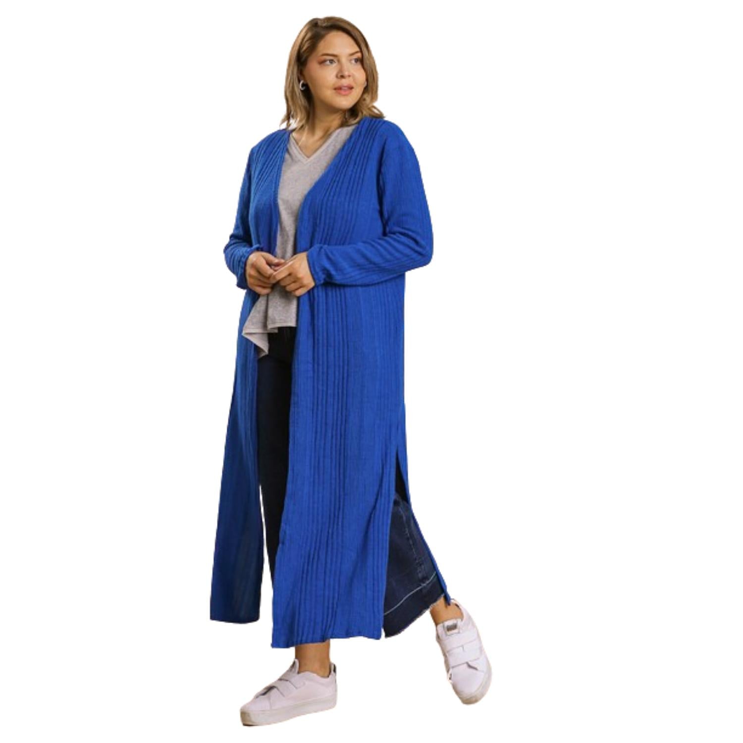 

Длинный кардиган с открытым передом FASHNZFAB, синий