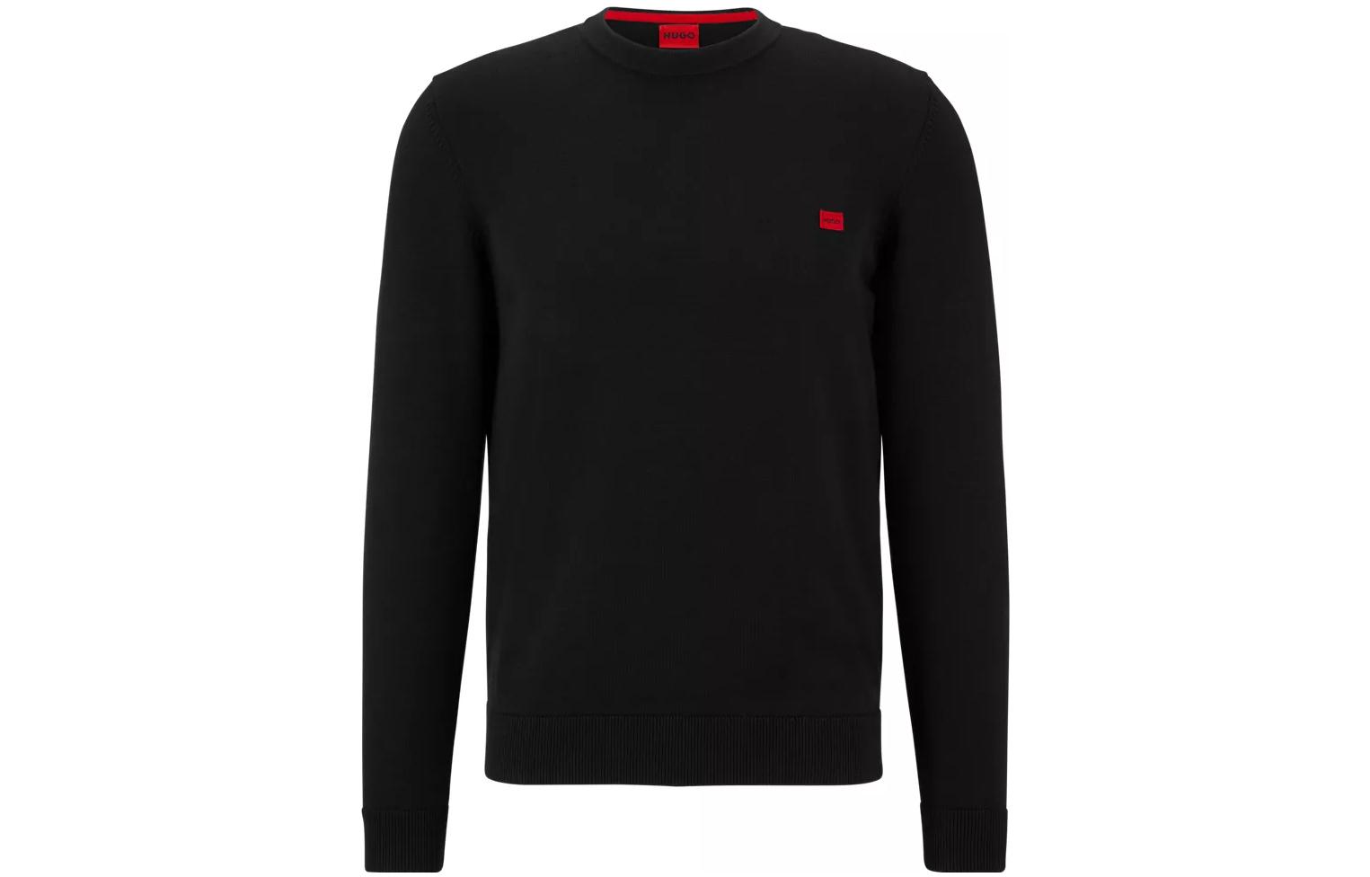 

Вязаный джемпер с круглым вырезом HUGO BOSS, черный