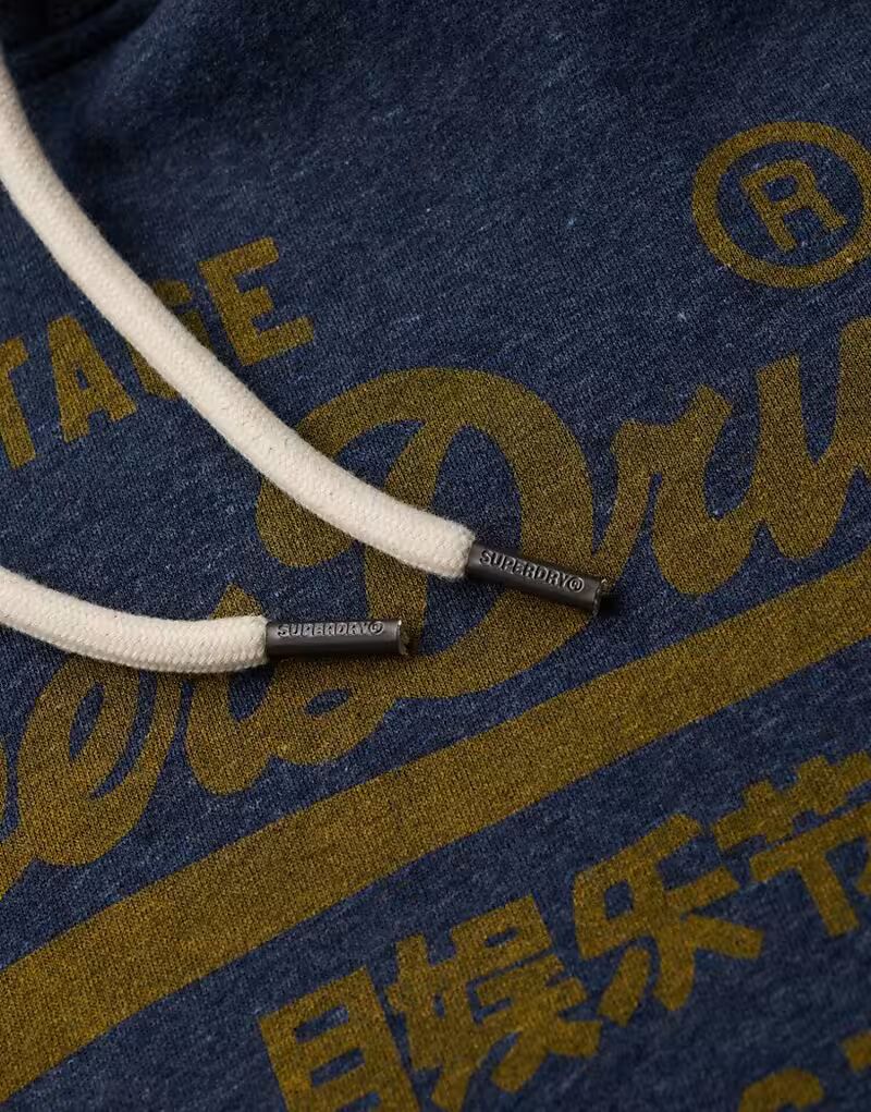 

Толстовка Superdry Classic с винтажным логотипом в винтажном темно-синем меланжевом цвете