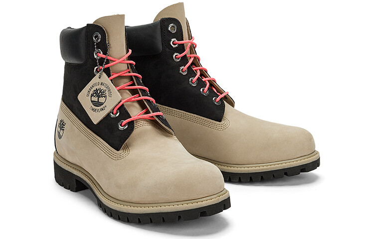 Мужские уличные ботинки Timberland высокие комбинированные, бежевый/черный — фото 3