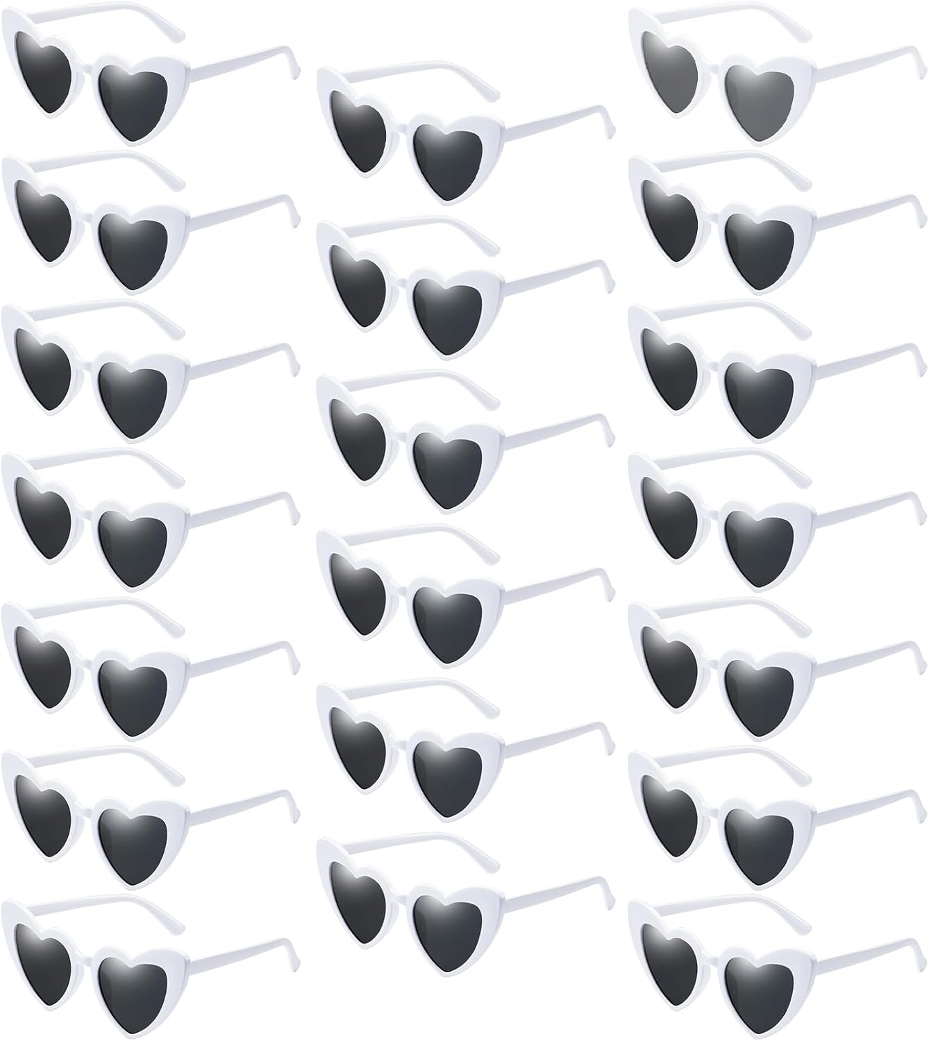 

Набор из 20 солнцезащитных очков Pibupibu в форме сердца для женщин, для девичника, оптом, очки для подружек невесты в форме сердца, подарок на свадебное торжество, White