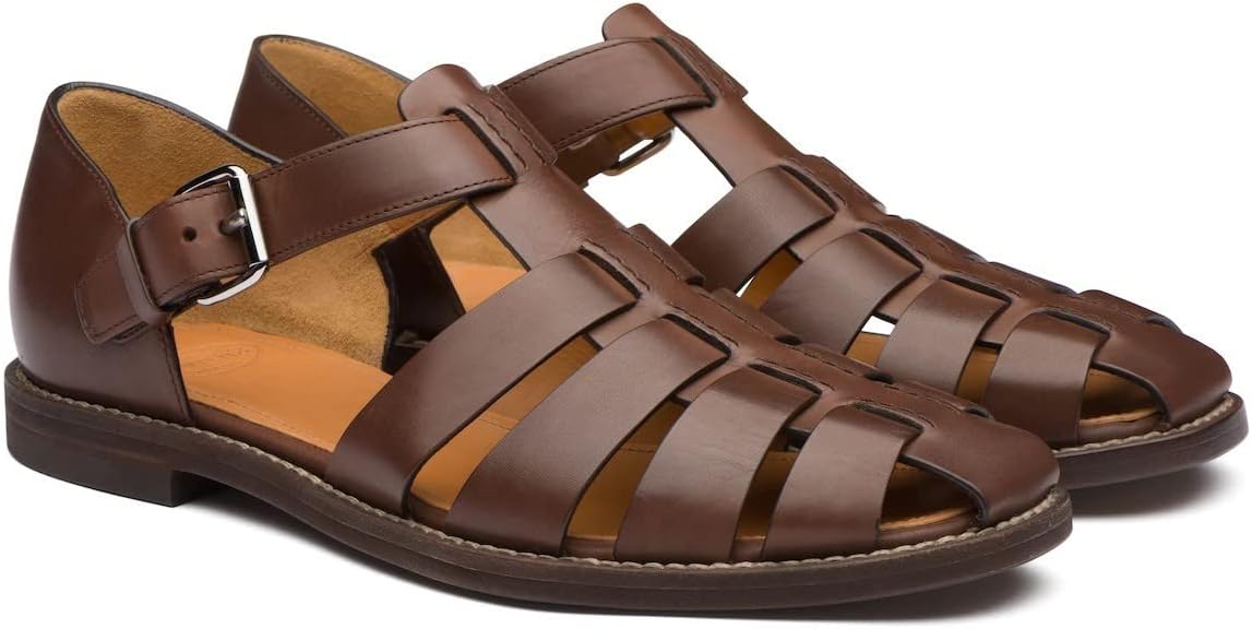 

Мужские сандалии с закрытым носком, на щиколотке, с пряжкой, с вырезами Eimeinuosy, Coffee