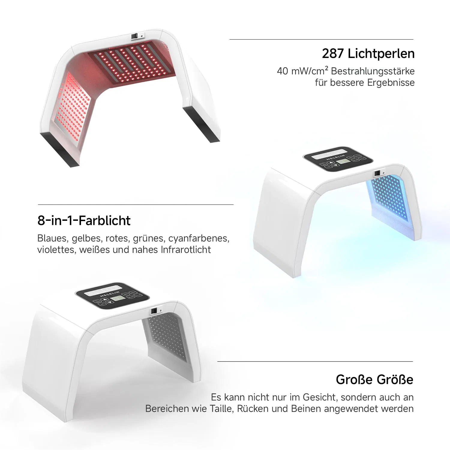 LED-маска для лица с 8 цветами светотерапии MEGELIN Megelin — фото 3