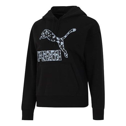 

Свитер logo floral graphic hoodie 'black' Puma, черный