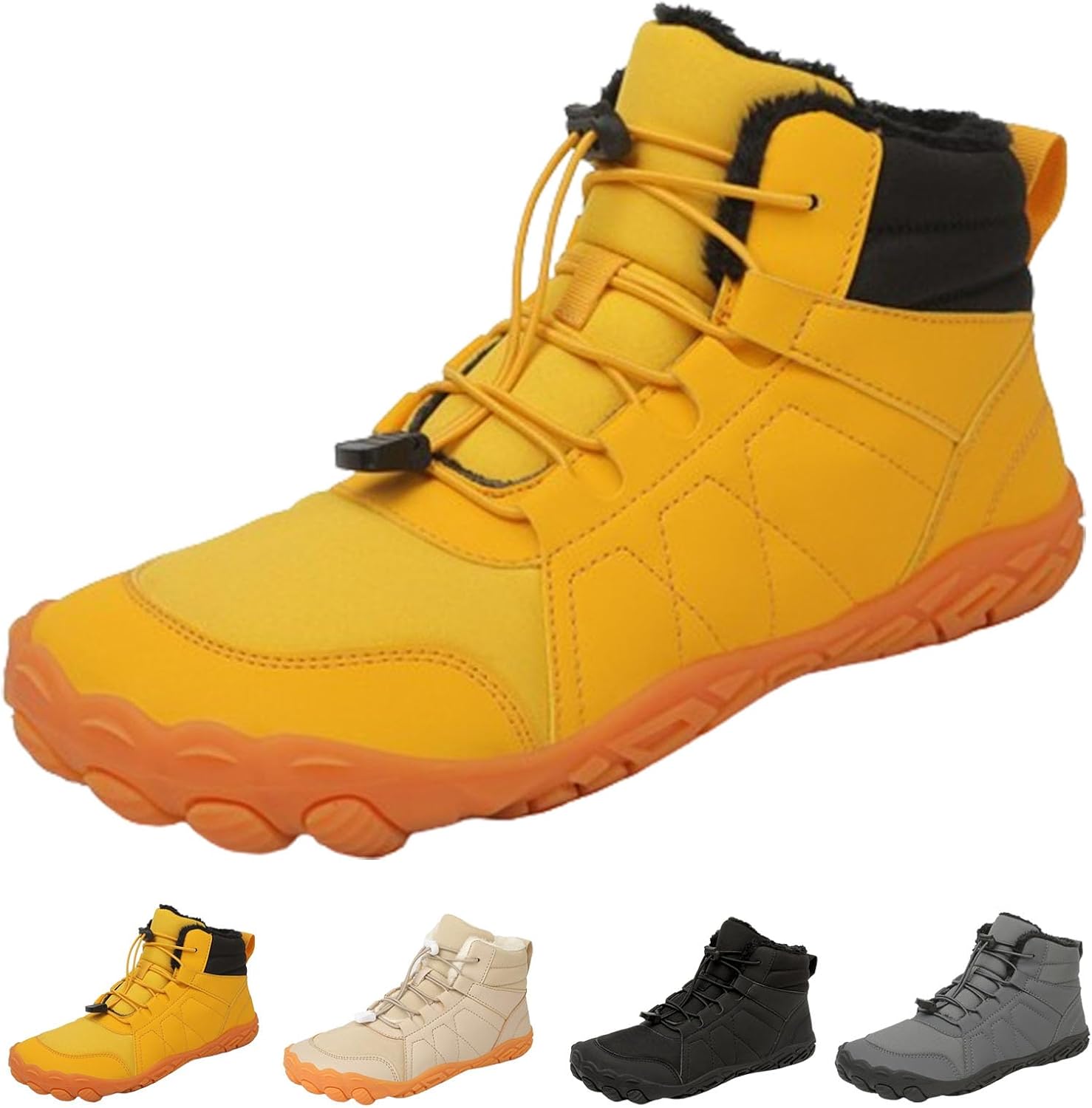 

StoneLiquid Ботинки для пеших прогулок для женщин и мужчин, зимние утолщенные противоскользящие снежные ботинки с широкой носочной частью, желтый