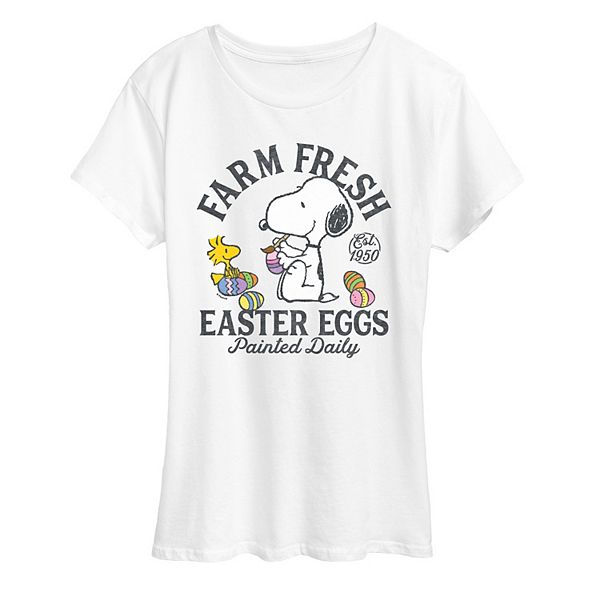 

Футболка с принтом Women's peanuts farm fresh easter eggs painted daily Licensed Character, White, Белый, Футболка с принтом Women's peanuts farm fresh easter eggs painted daily Licensed Character, White