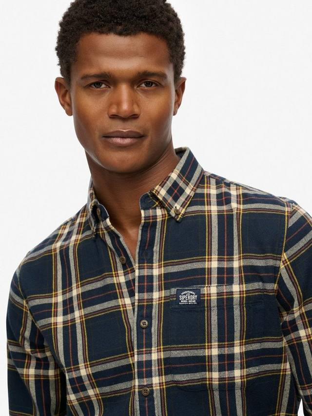 Хлопковая рубашка в клетку Regular Fit в стиле лесоруба Superdry, Navy — фото 4
