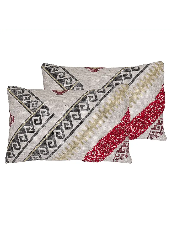 

Декоративная подушка Beliani 2er Set Deko BETULA, цвет beige/grau/rot